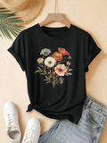 [Floral Fashion Tee] Breathable Polyester Women's Casual Fashion