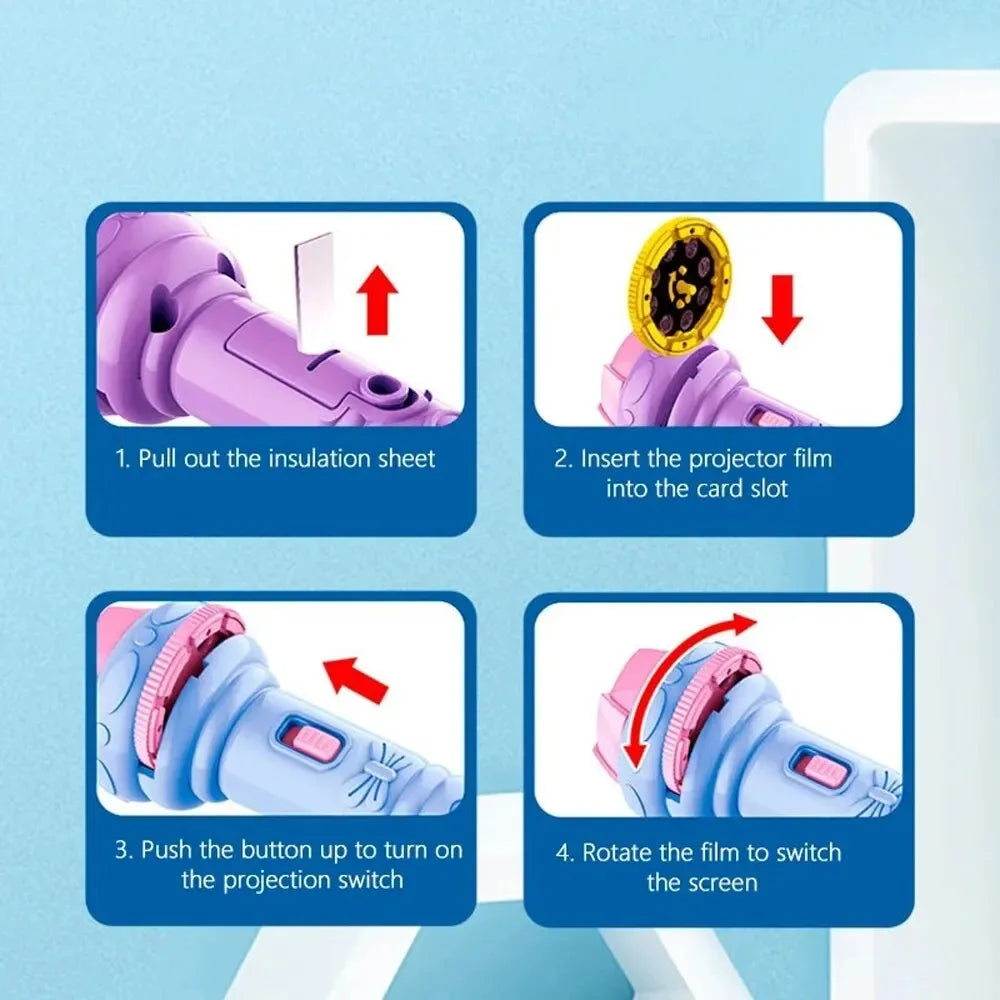 10 Cards Cartoon Projection Flashlight 80 Patterns Creative Children