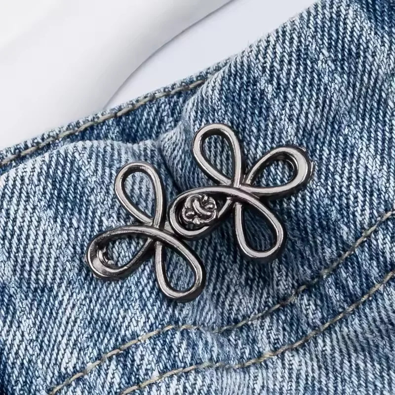 Clover Waist Button Fastener Adjustable Metal Jeans Buttons -