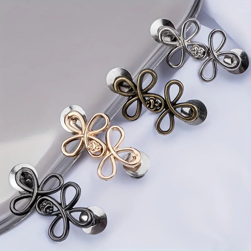 2PCS Lucky Four-Leaf Clover Alloy Waist Clips - No-Sew Adjustable