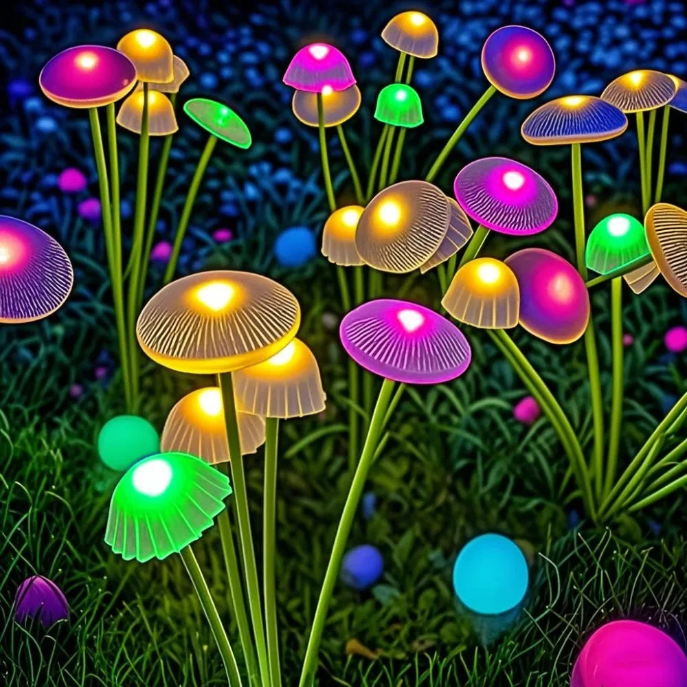 Solar Garden Lights Dual Mode LED Solar Mushroom Lights Waterproof