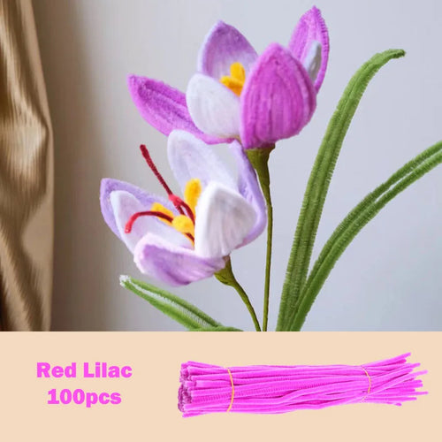 100pcs Colorful Chenille Stems Pipe Cleaners Plush Tinsel Stem Wired