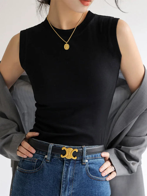 Camisole Vest for Women  Round Neck Colourful Basic Sleeveless