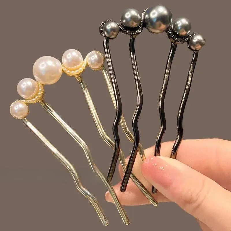 Korean U Shaped Pearl Hairpins Hair Clips for Women Elegant Style