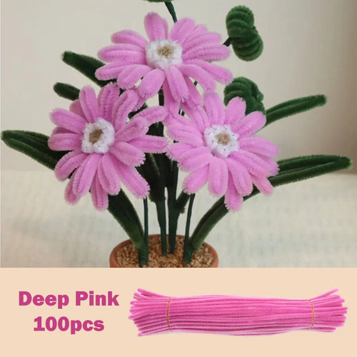 100pcs Colorful Chenille Stems Pipe Cleaners Plush Tinsel Stem Wired