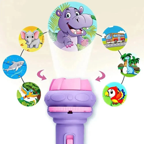 10 Cards Cartoon Projection Flashlight 80 Patterns Creative Children