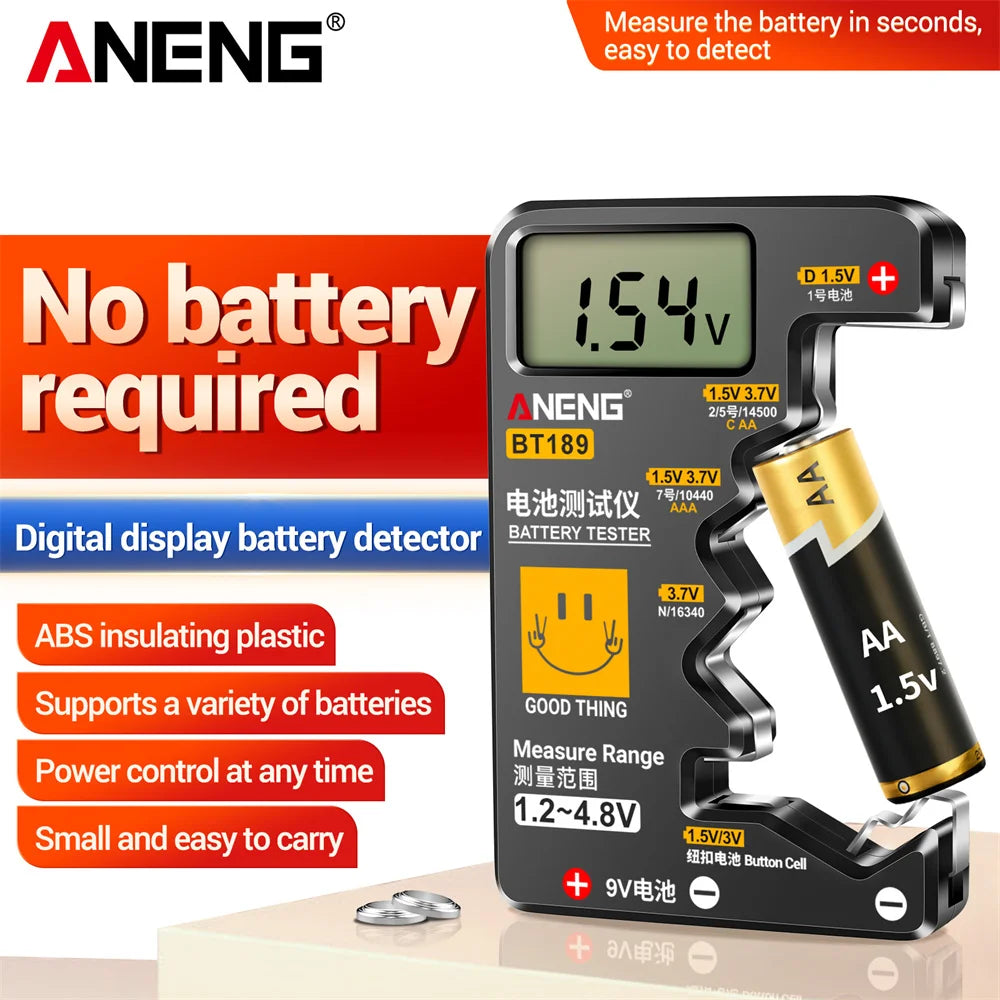 ANENG BT189 Button Cell Battery Tester Power Bank Detectors 9V N D C