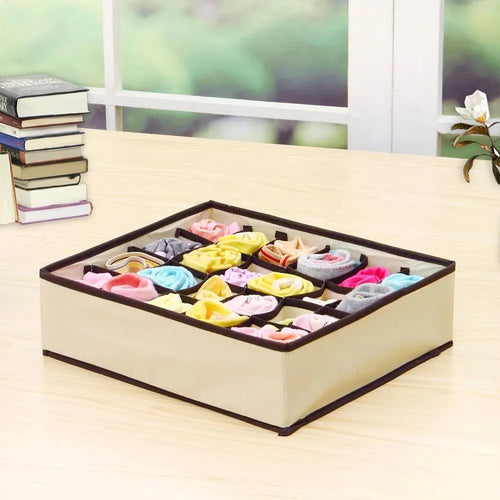 6/7/8/24 Grid Storage Box Beige Underwear Storage Box Four Piece Sock