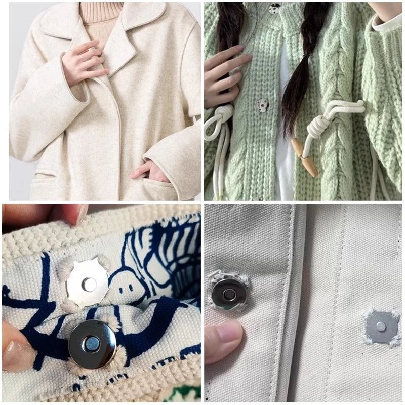 10 Sets Magnetic Snap Button Metal Plum Blossom Sew on Button Clasps