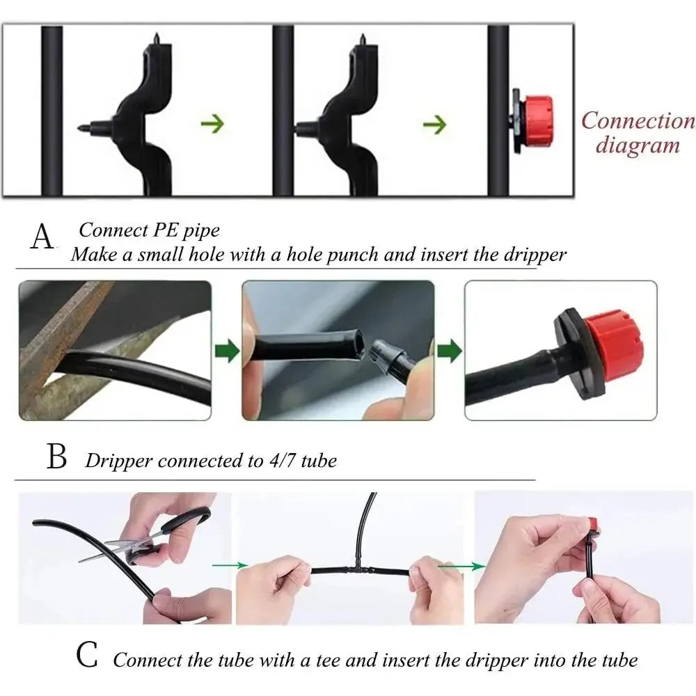 50-800pcs Adjustable Irrigation Drippers Sprinklers 1/4'' Emitter