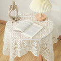 One Antique Embroidered Lace Tablecloth - Solid Color Elegant Flower