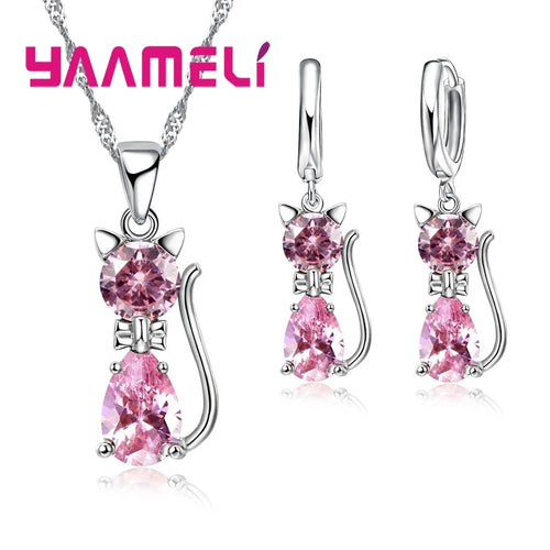 Real 925 Sterling Silver Color Jewelry Sets for Woman Girls Shining