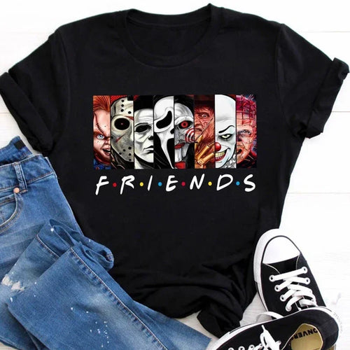 Friends T Shirt Best Stephen King Horror Characters Printed Cartoon