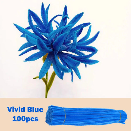 100pcs Colorful Chenille Stems Pipe Cleaners Plush Tinsel Stem Wired