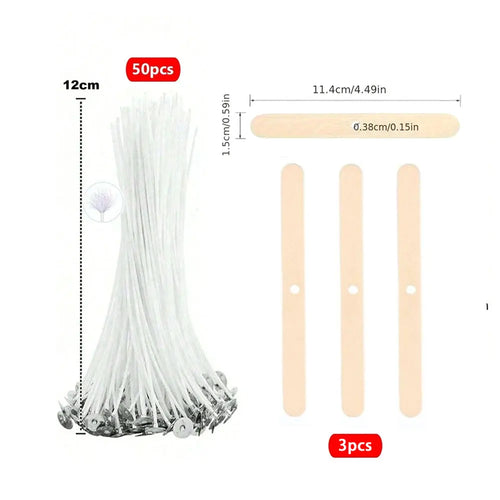 53pcs Candle Wicks Holder Waxed Cotton Candle Wicks Set with Stand