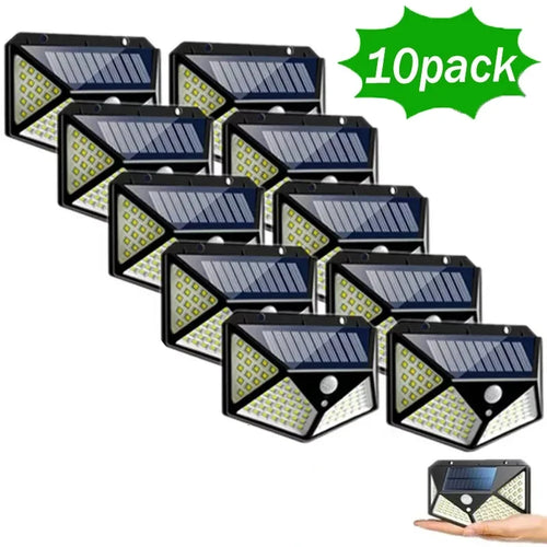 LED Solar Wall Lamp with Motion Sensor, 4 Sides, Luminous, Waterproof,