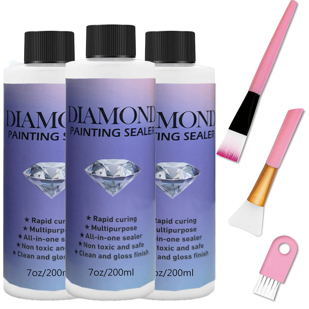 60ML/120ML/200ML Diamond Painting Sealer with 3 Pcs Brushes Diamond