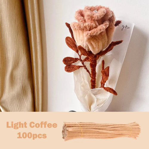 100pcs Colorful Chenille Stems Pipe Cleaners Plush Tinsel Stem Wired