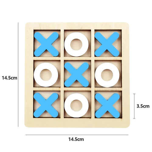 Wooden XO Tic Tac Toe Game Mini Chess Board Interaction Puzzle