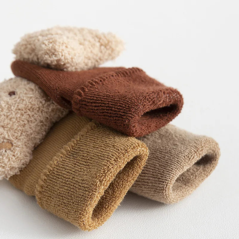 Baby Socks Cotton Thick Warm Cozy Cute Cartoon Bear Infant Girls Boys