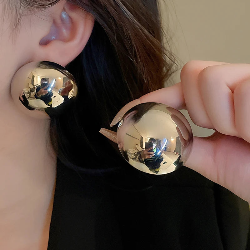 Smooth Semi-round Stud Earrings for Women Europe and America Simple