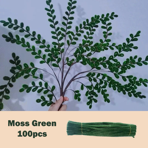 100pcs Colorful Chenille Stems Pipe Cleaners Plush Tinsel Stem Wired