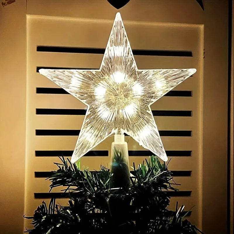 15cm Christmas Decoration Glowing Tree Topper Glitter Shining Star