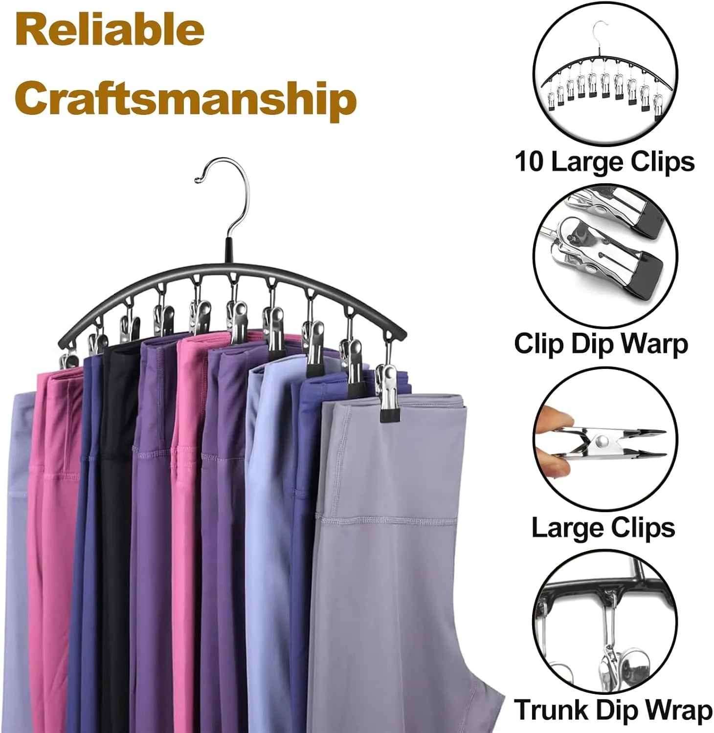 1/2/3PCS  Legging Organizer for Closet, Pants Hangers with10 Clips