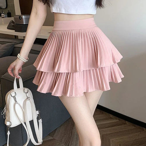 Mini Skirt Cute Sexy Balletcore Elastic High Waist Ball Gown Ruffle