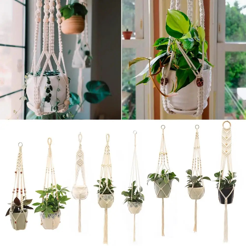 Artificial Plants Hanging Basket With Hook Macrame Plant Holder For