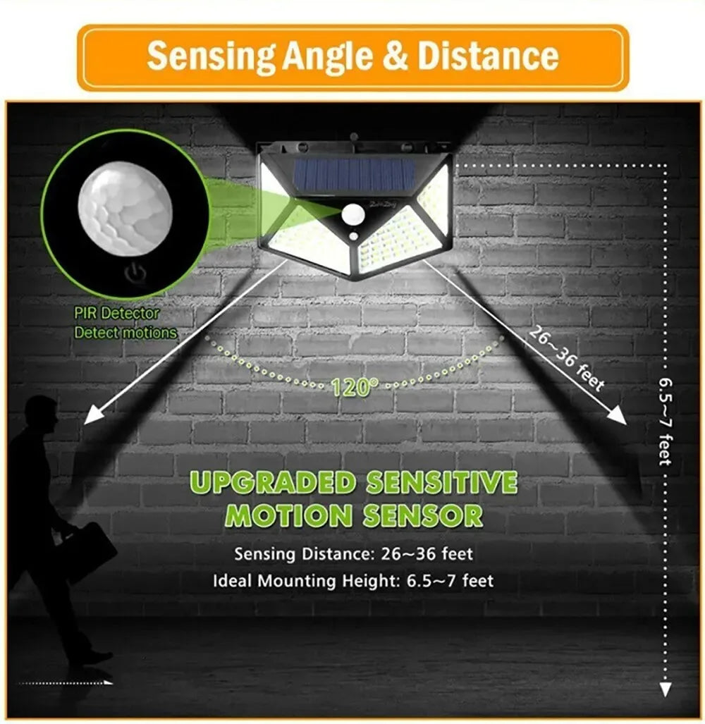 6Pcaks 100 LED Reflectors Solar Lamp Motion Sensor Outdoor Garden