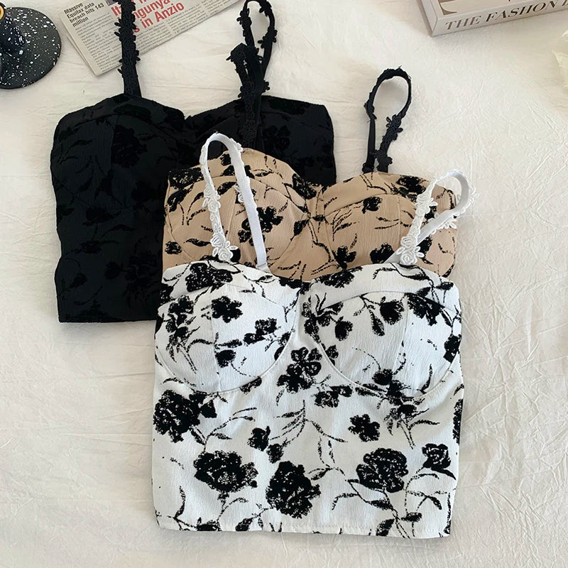 ITOOLIN Women Sweet Elastic Camis Underwear Padded Bra Spaghetti Cute