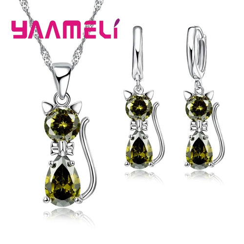 Real 925 Sterling Silver Color Jewelry Sets for Woman Girls Shining