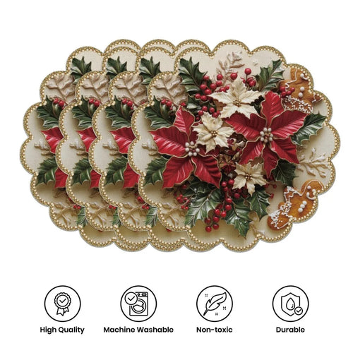 4PCS Christmas Circular Waves Placemats Non Slip Heat Resistant Table