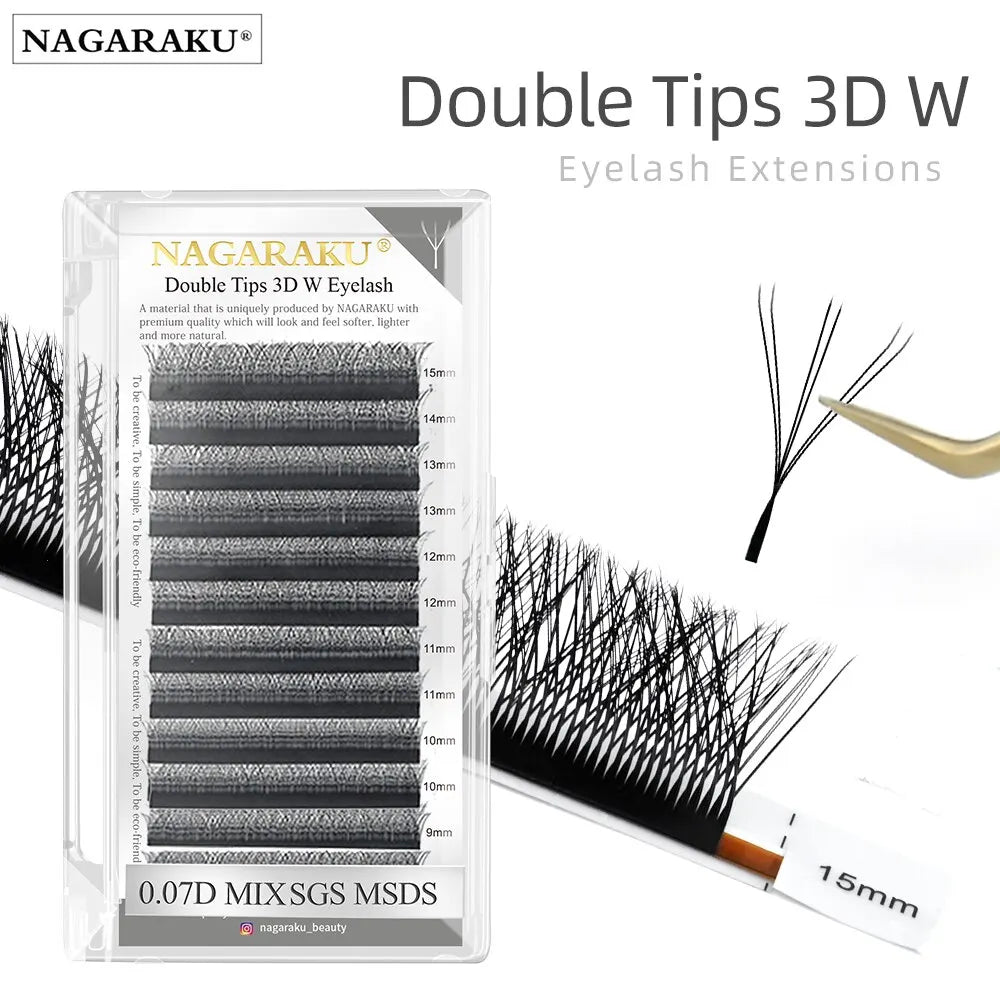 NAGARAKU Double Tips 3D W Eyelashe Extensions Automatic Flowering