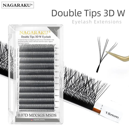 NAGARAKU Double Tips 3D W Eyelashe Extensions Automatic Flowering