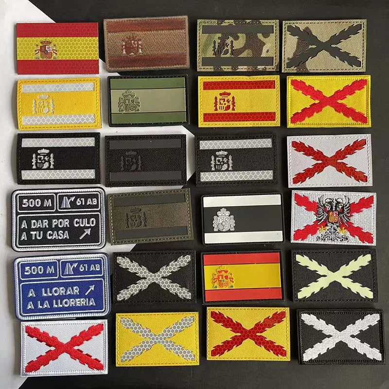 Infrared Reflective Patch Spanish Flag,Burgundy Cross Emblem Applique