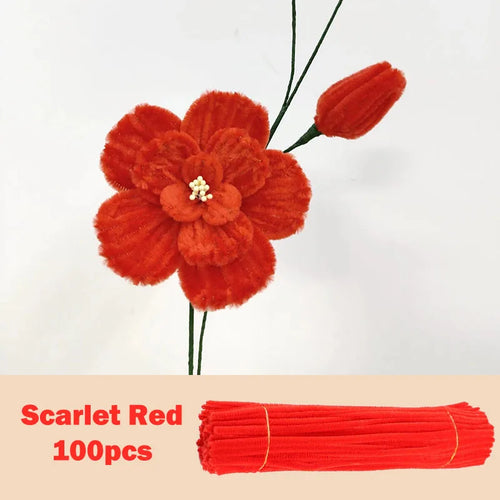 100pcs Colorful Chenille Stems Pipe Cleaners Plush Tinsel Stem Wired