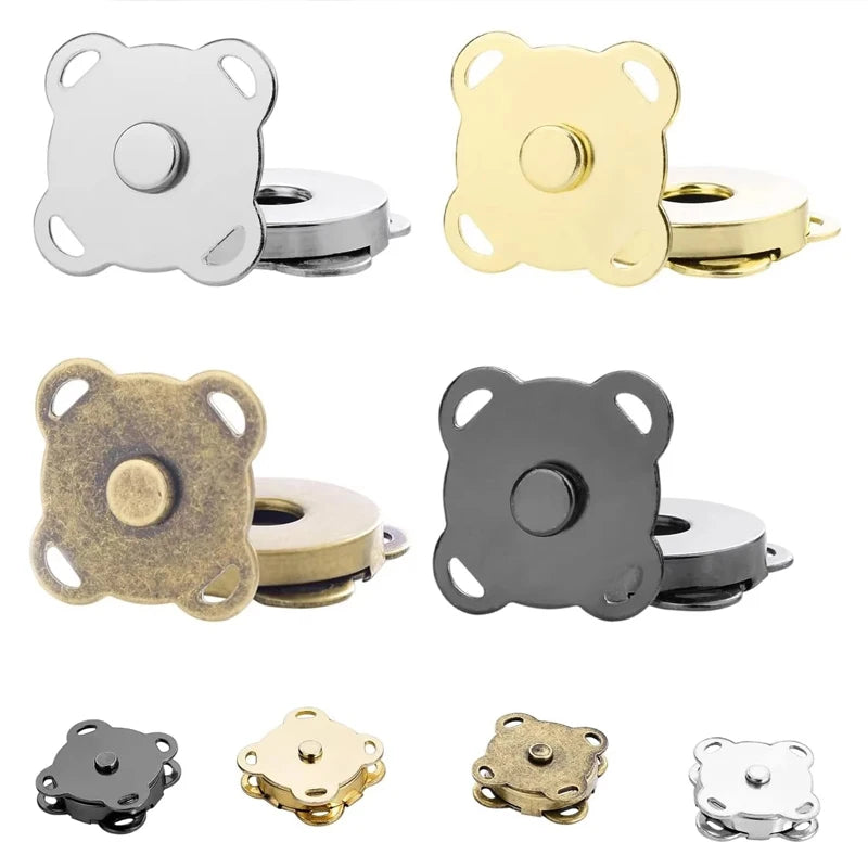 10 Sets Magnetic Snap Button Metal Plum Blossom Sew on Button Clasps