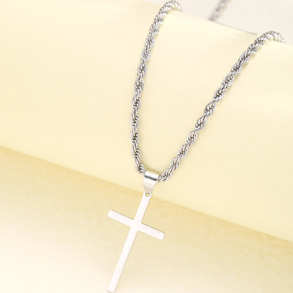 New Stainless Steel Cross Pendant Necklace for Men Women Minimalist