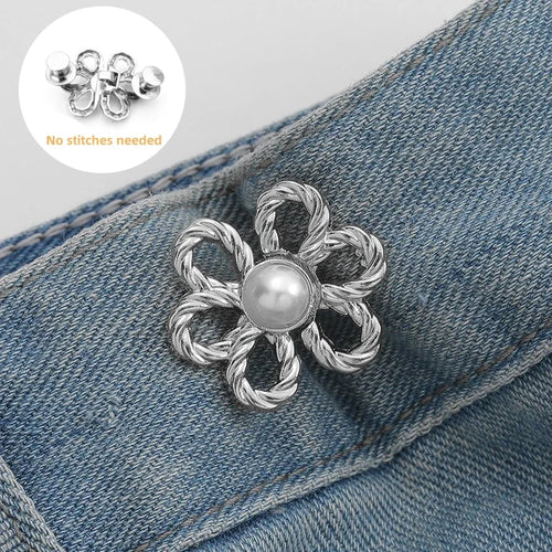 2pairs Waist Metal Flower Adjustable Tighten Invisibility Decoration