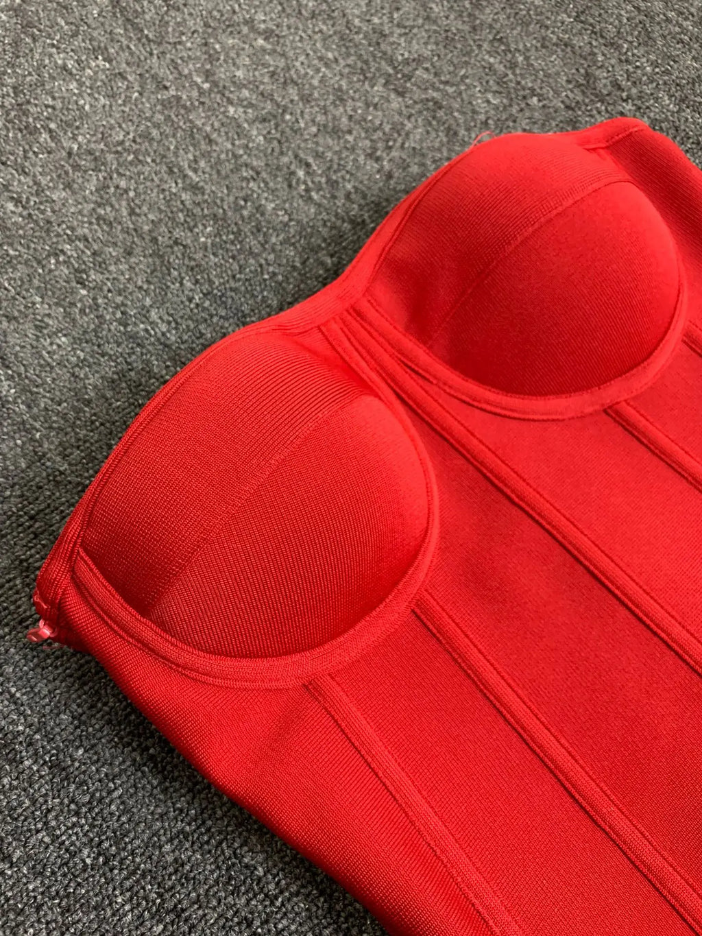 Women Red Bodycon Mini Bandage Outfits Club Party Strapless Laced Up