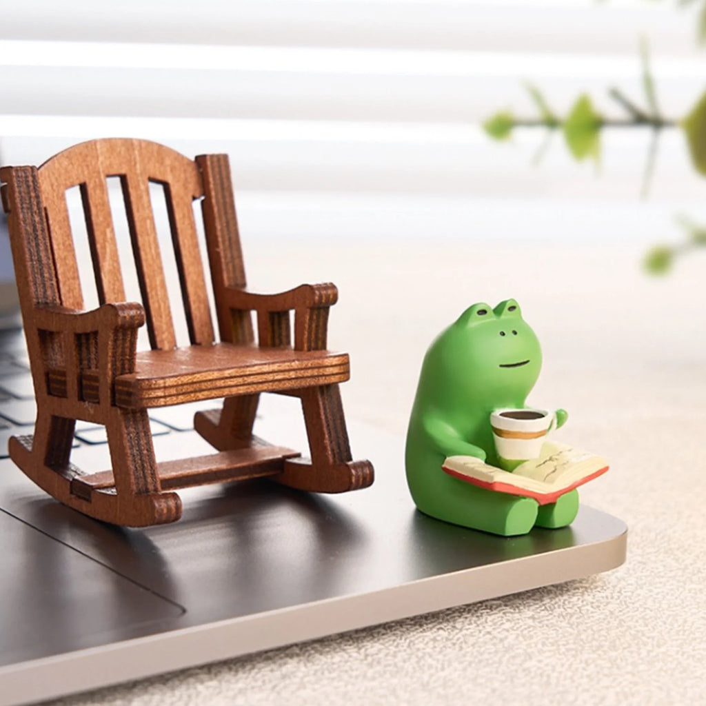 2PC Frog Rocker Chair Cute Japanese Healing Small Decoration Office
