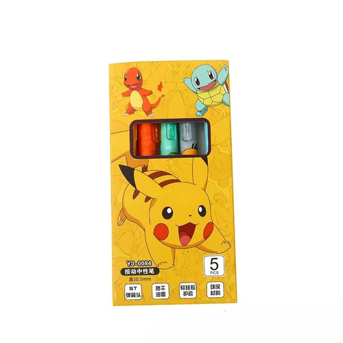5pcs Pikachu Gel Pen Set Pokemon Ballpoint Pen Cartoon Printing
