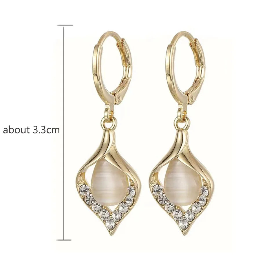 Fashion Korean Angel Eye Earrings Gold Color Plated Rhinestones Inlay