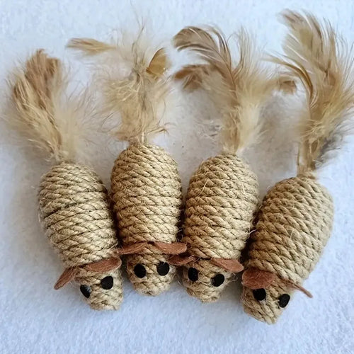1/4pcs Sisal False Mouse Cat Toy Bite Resistance Stuffed Toy