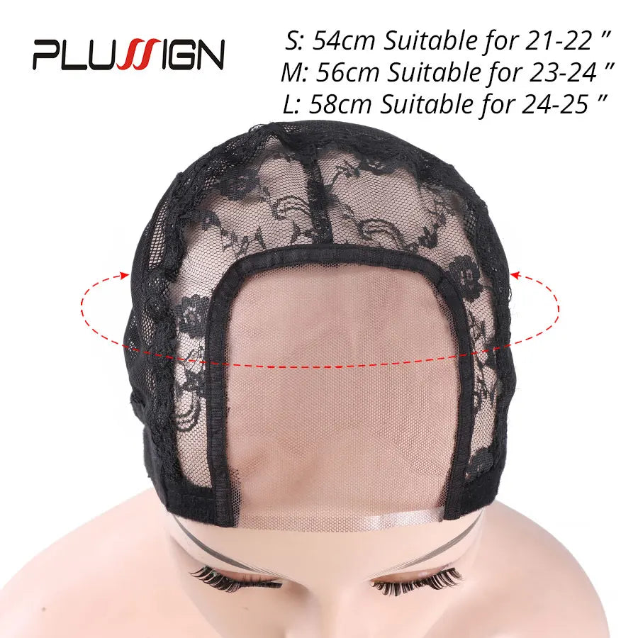 U Part Swiss Lace Wig Cap Black Hairnet Wig Caps For Making Lace Wigs