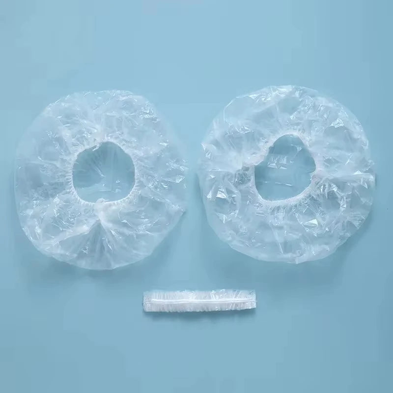 Women's Disposable Shower Cap, Plastic Waterproof Head Cover, Pink Spa