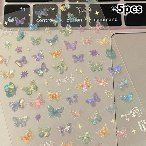 1/5sheets Colorful Butterfly Fairy Stickers Fashion Butterfly Wing