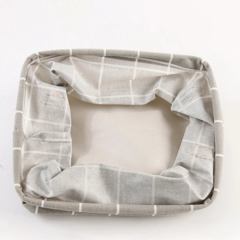 1PC Cotton and Hemp Storage Basket with Handheld Printed Tabletop,